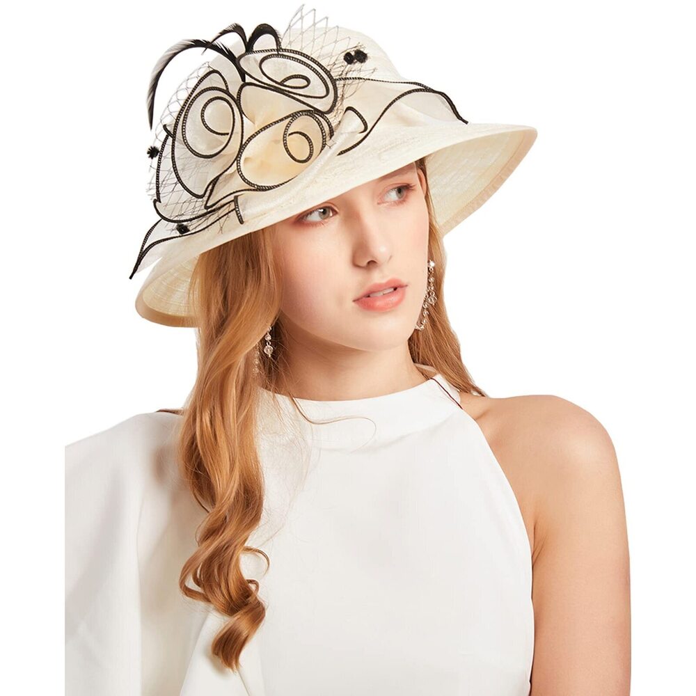 6263 Women's Organza Cloche Bowler Hat Church Fascinator For Tea Party